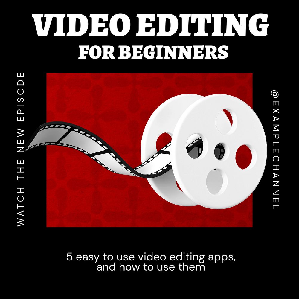 Video editing Facebook post template, editable design