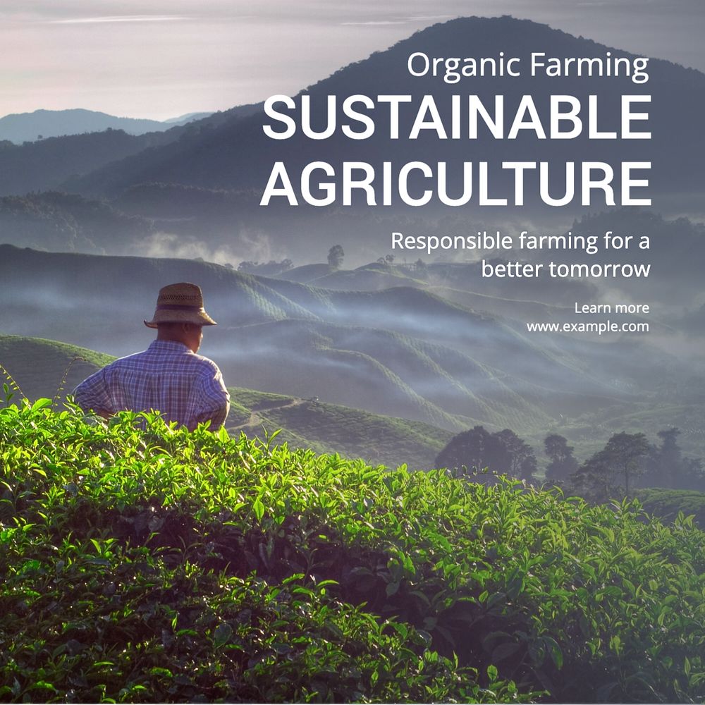 Sustainable agriculture  Instagram post template, editable text