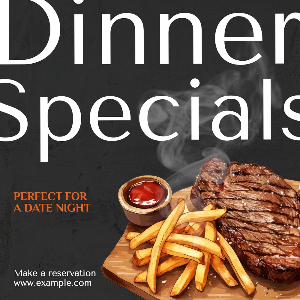 Dinner specials Instagram post template, editable text