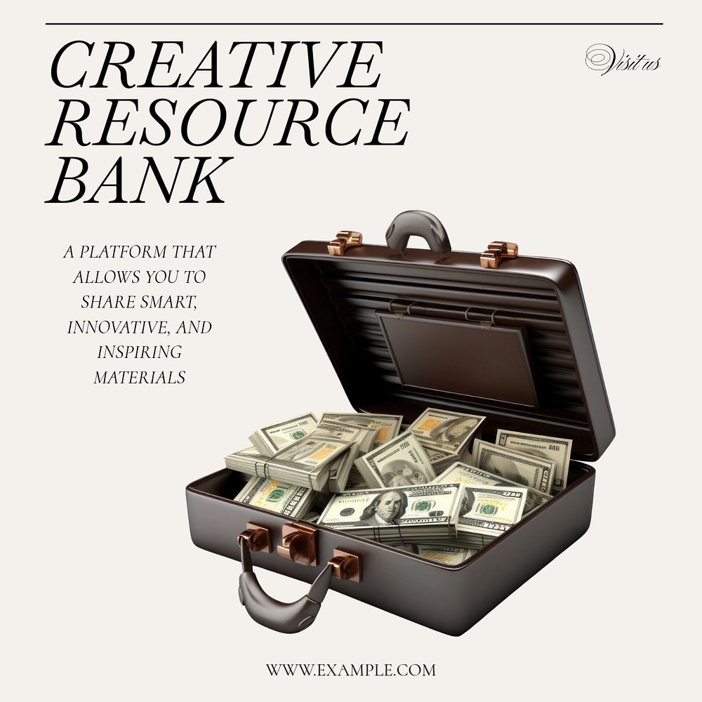 Creative resource bank Instagram post template, editable text