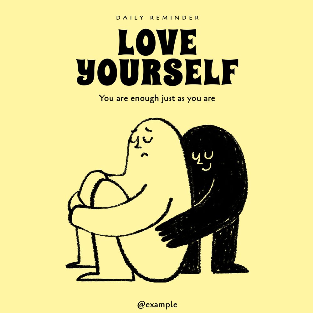 Love yourself Instagram post template, editable text