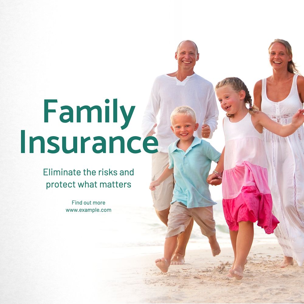 Family insurance  Instagram post template, editable text