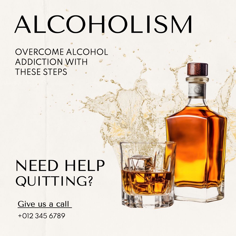 Alcoholism Instagram post template, editable text