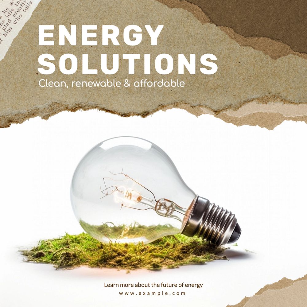 Energy solutions Instagram post template, editable text