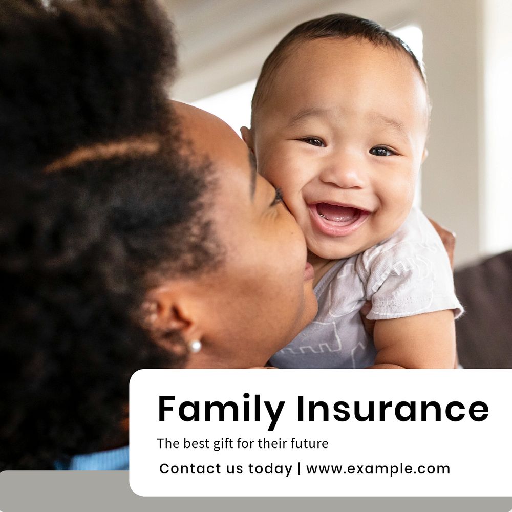 Family insurance Instagram post template, editable text