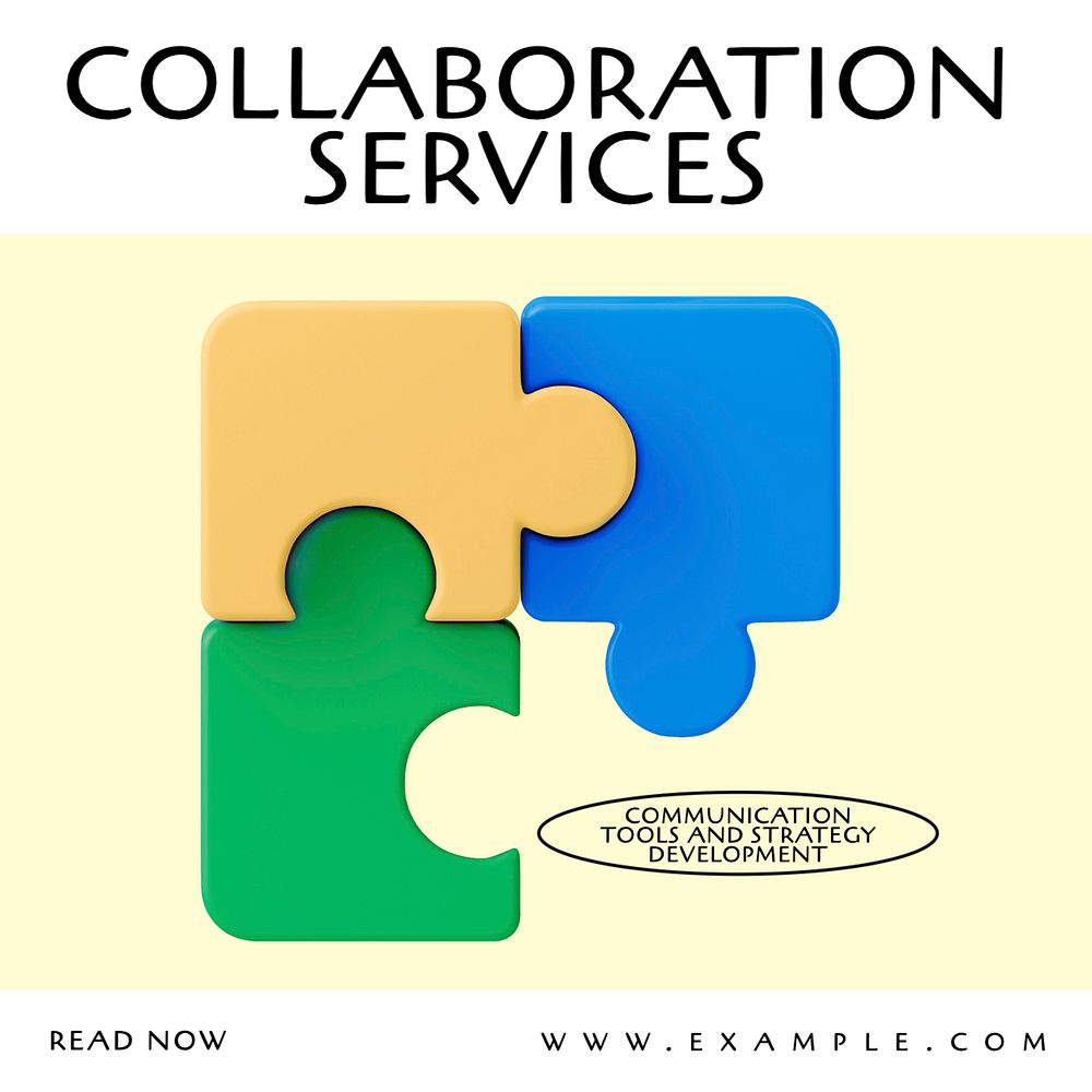 Collaboration services Instagram post template, editable text