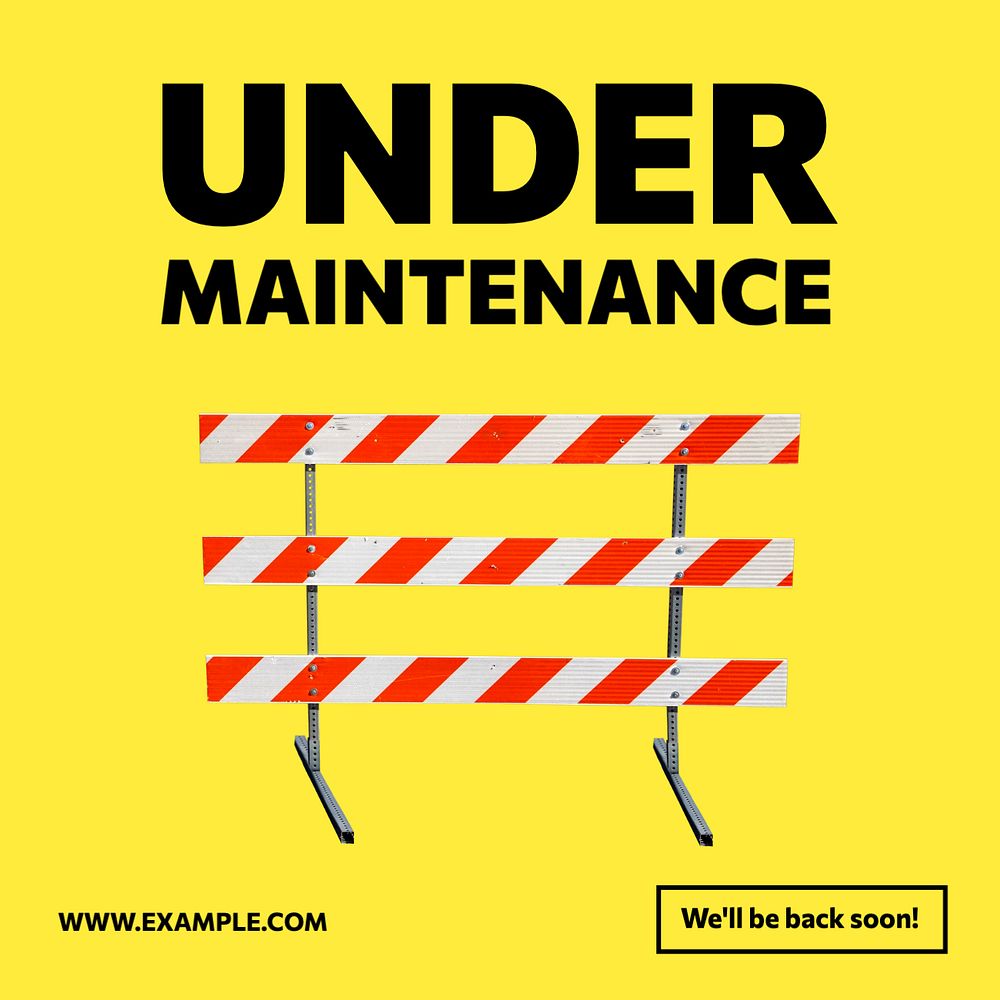 Under maintenance Instagram post template, editable text