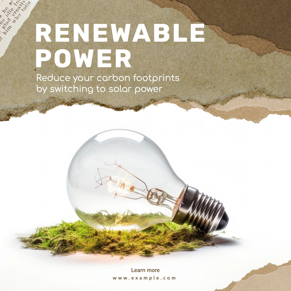 Renewable power Instagram post template, editable text