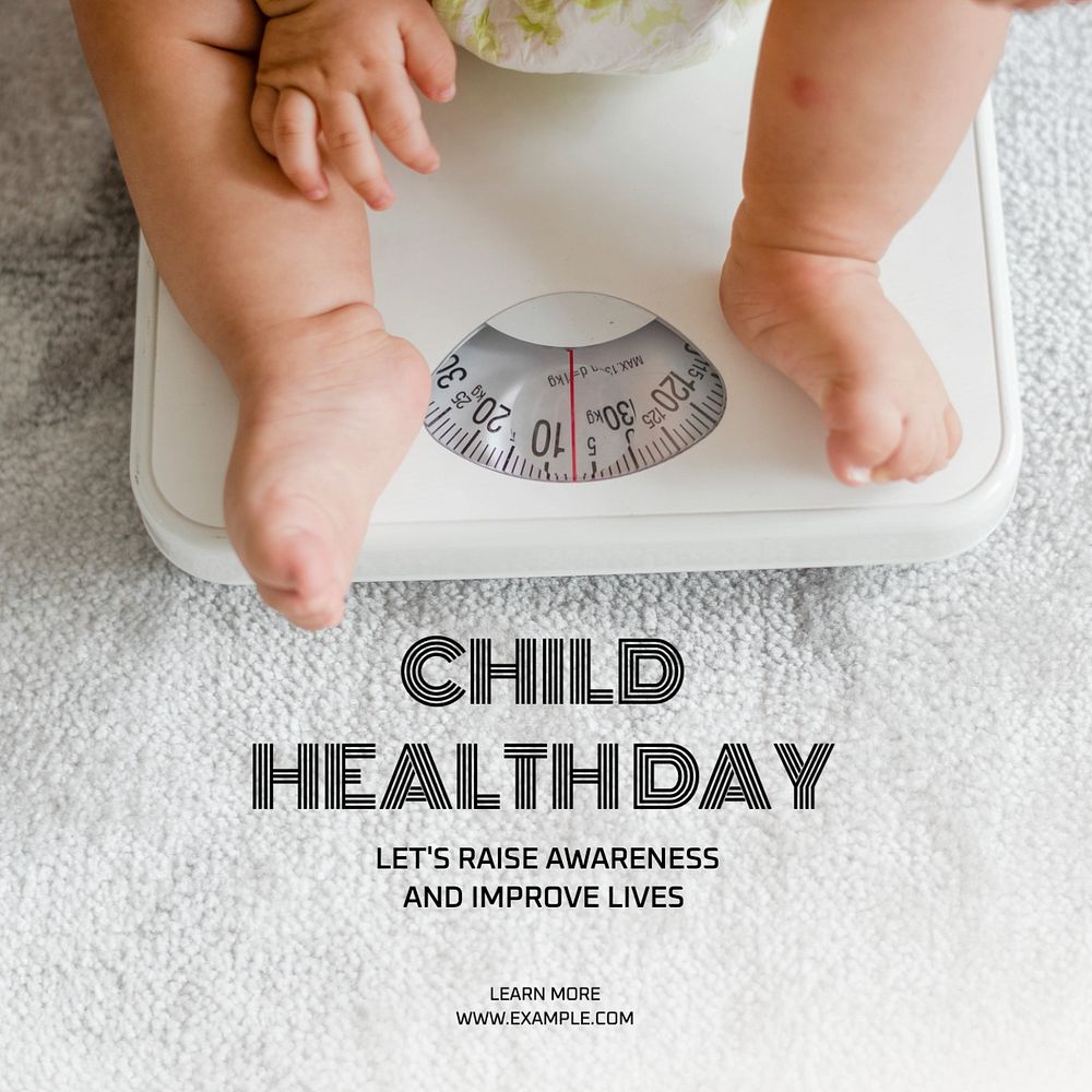 Child health day  Instagram post template, editable text