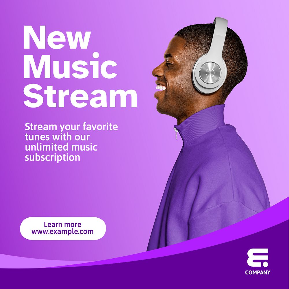 Music stream Instagram post template, editable text