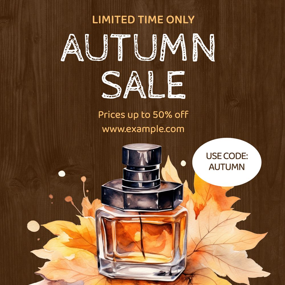 Autumn sale Instagram post template, editable text