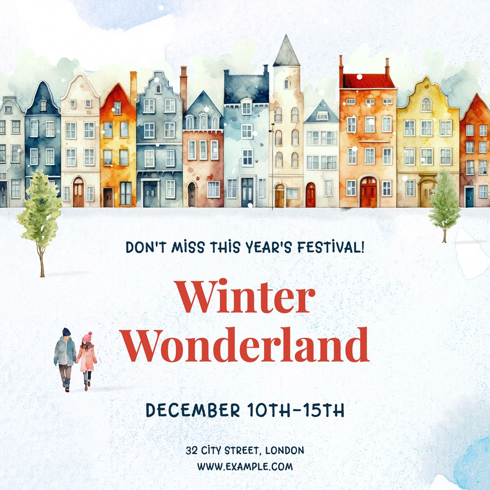 Winter wonderland Instagram post template, editable text