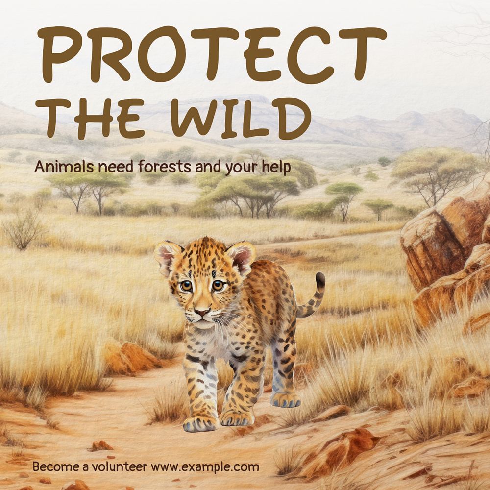 Protect the wild Instagram post template, editable text