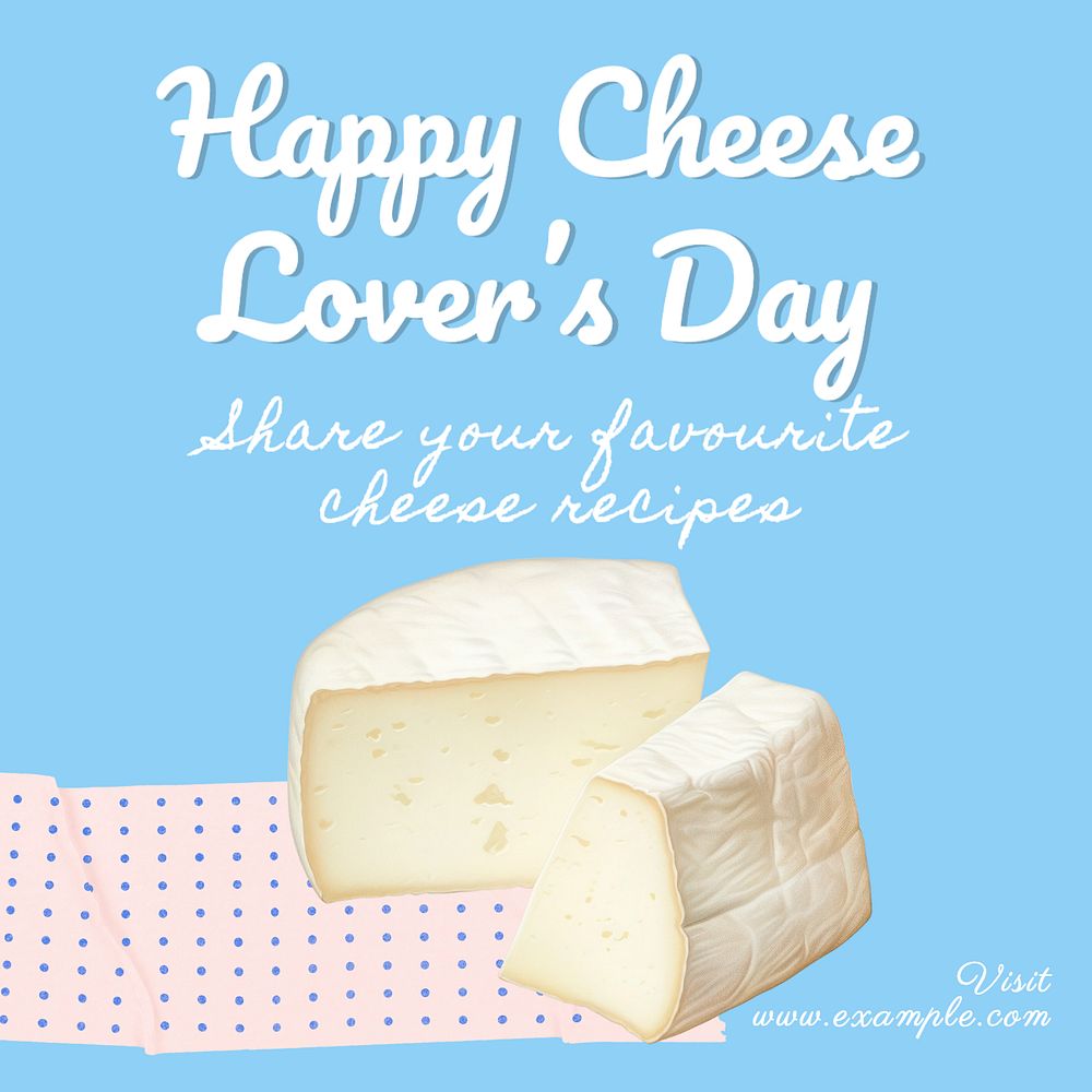 Cheese lover's day Instagram post template, editable text