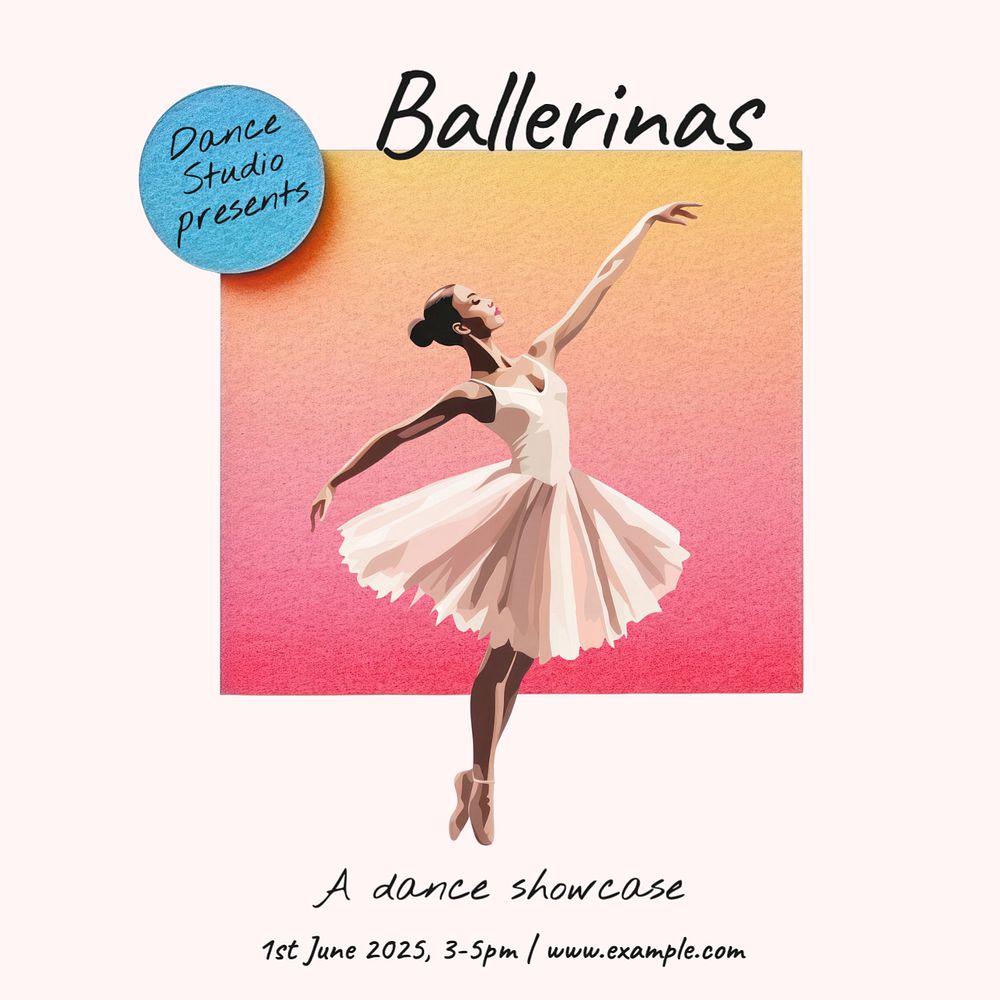 Ballerina Instagram post template, editable text