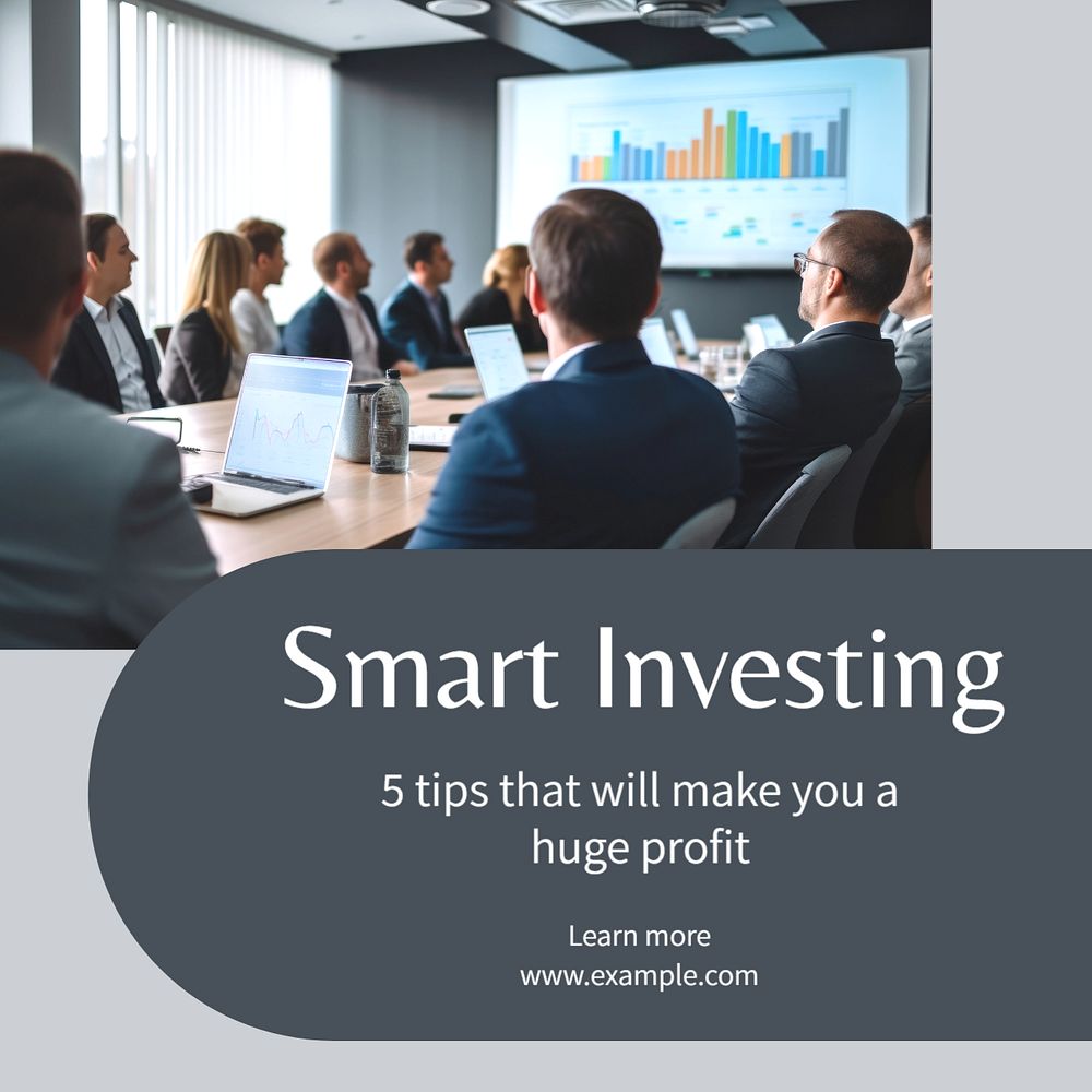 Smart investing Instagram post template, editable text