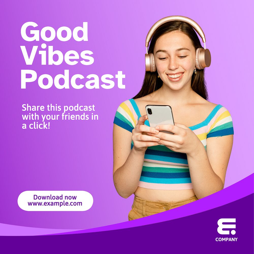 Lifestyle podcast Instagram post template, editable text