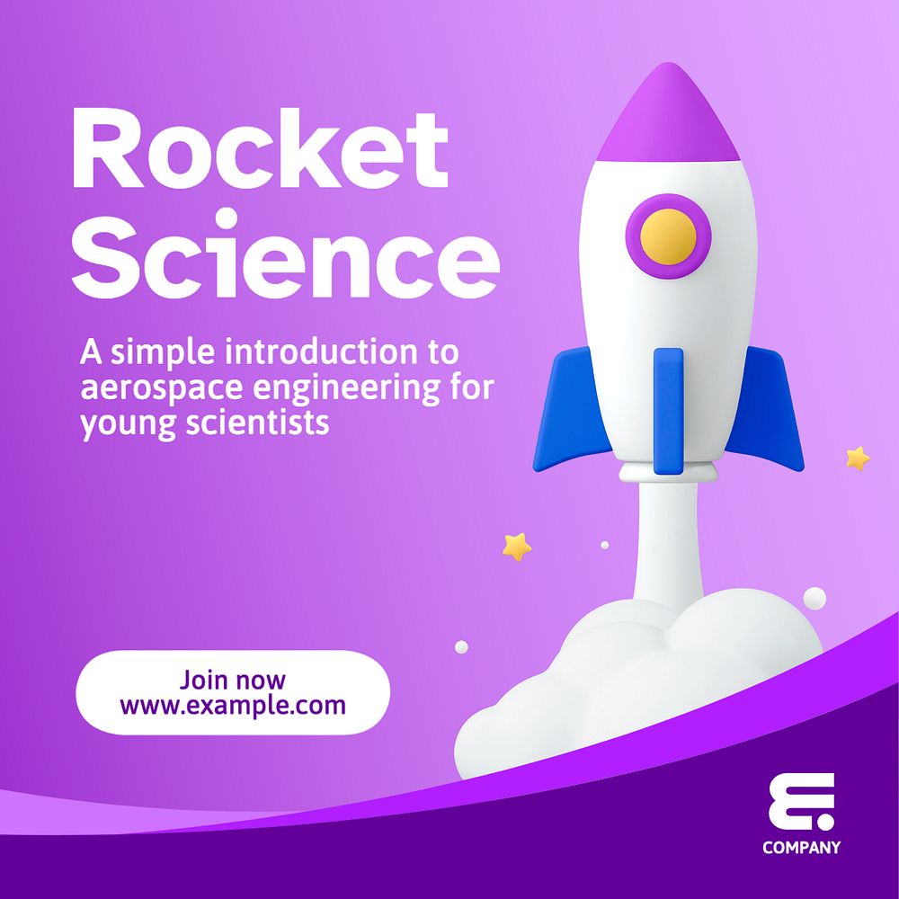 Rocket science Instagram post template, editable text