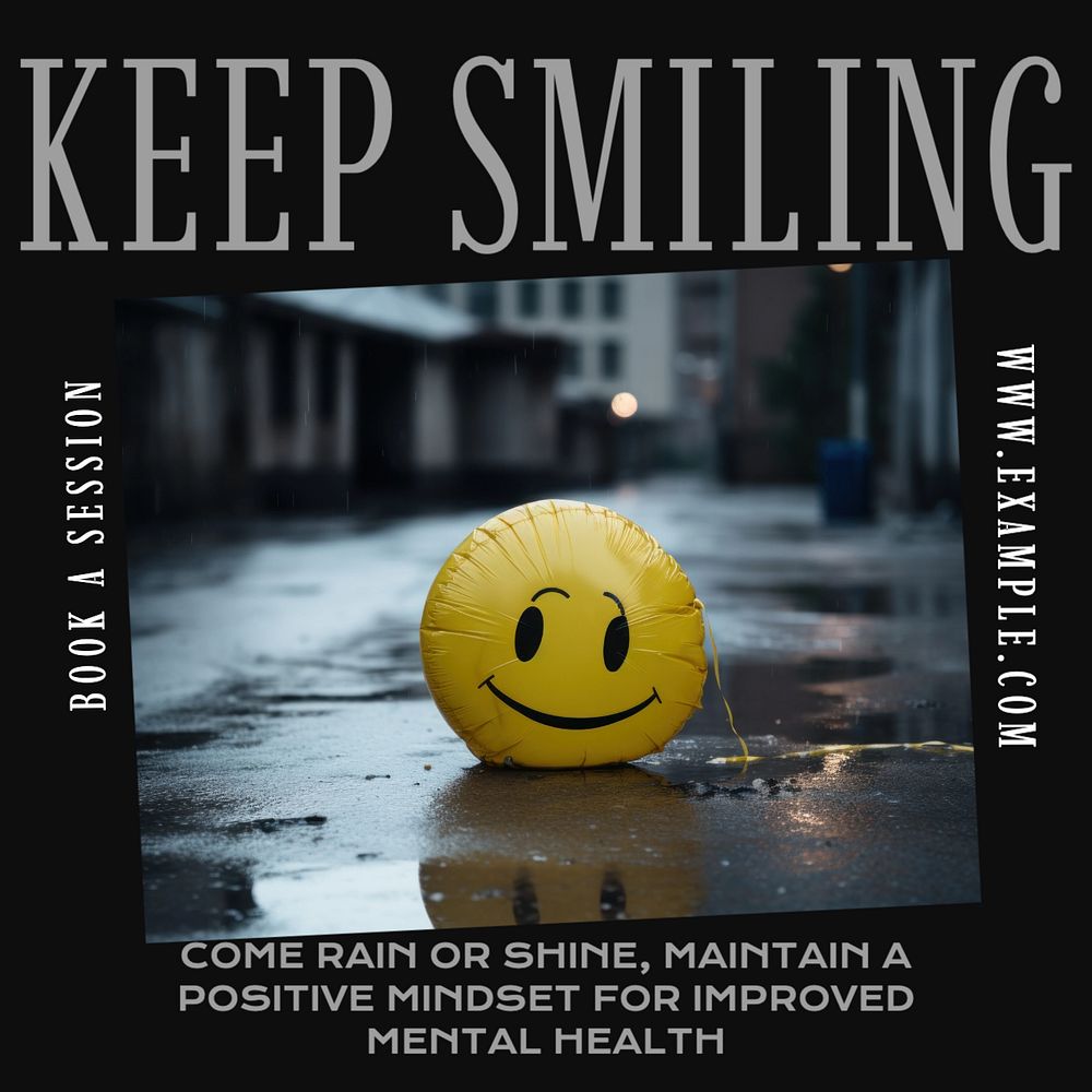 Keep smiling Instagram post template, editable text