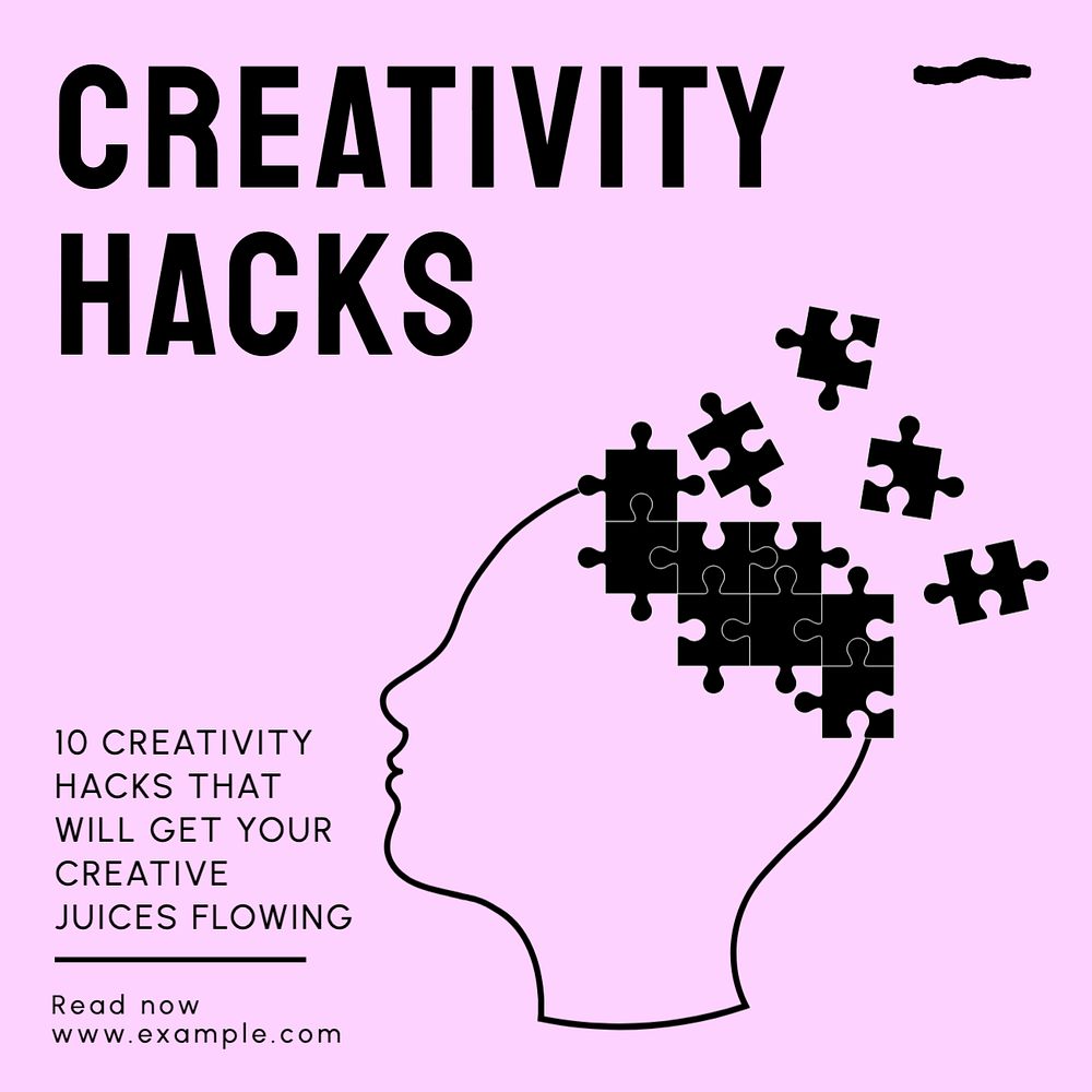 Creativity hacks Instagram post template, editable text