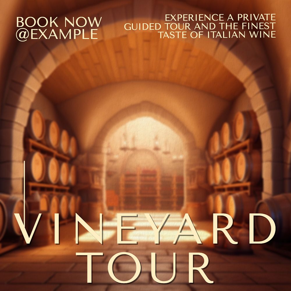 Vineyard tour Instagram post template, editable text