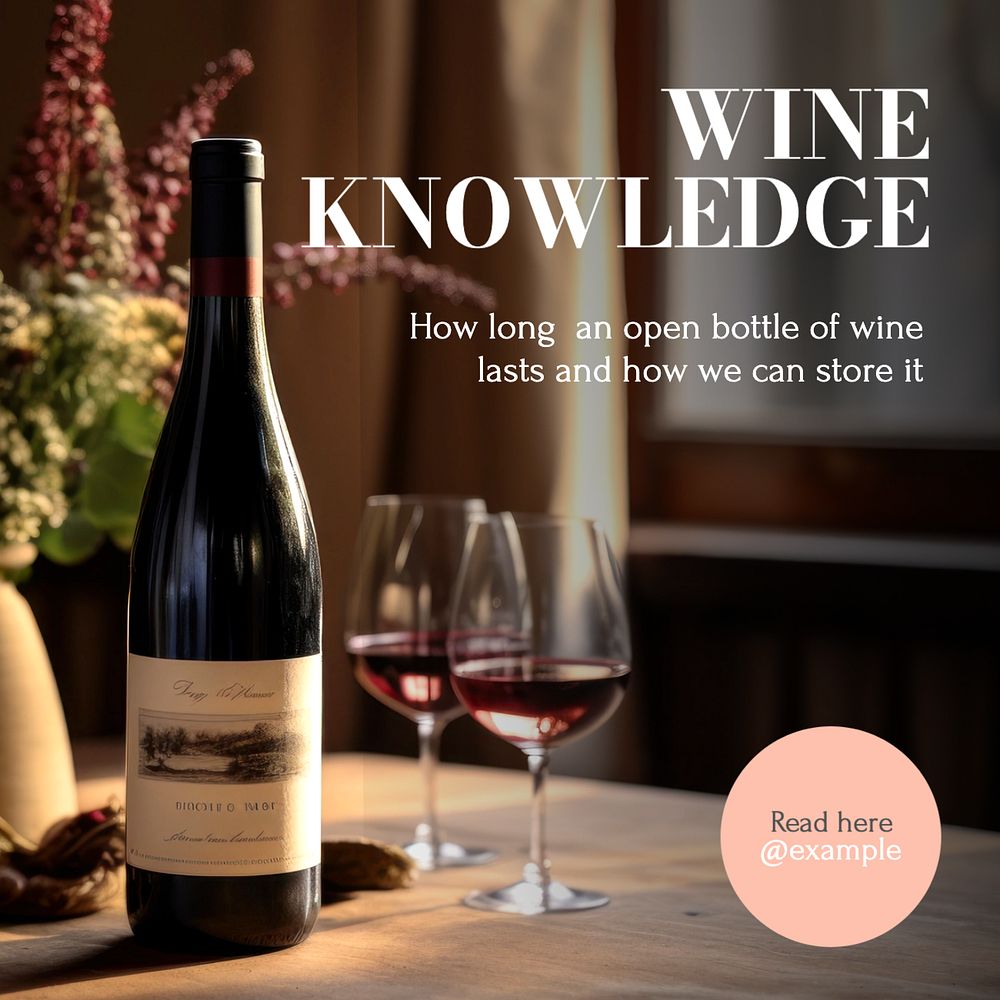 Wine knowledge Instagram post template, editable text