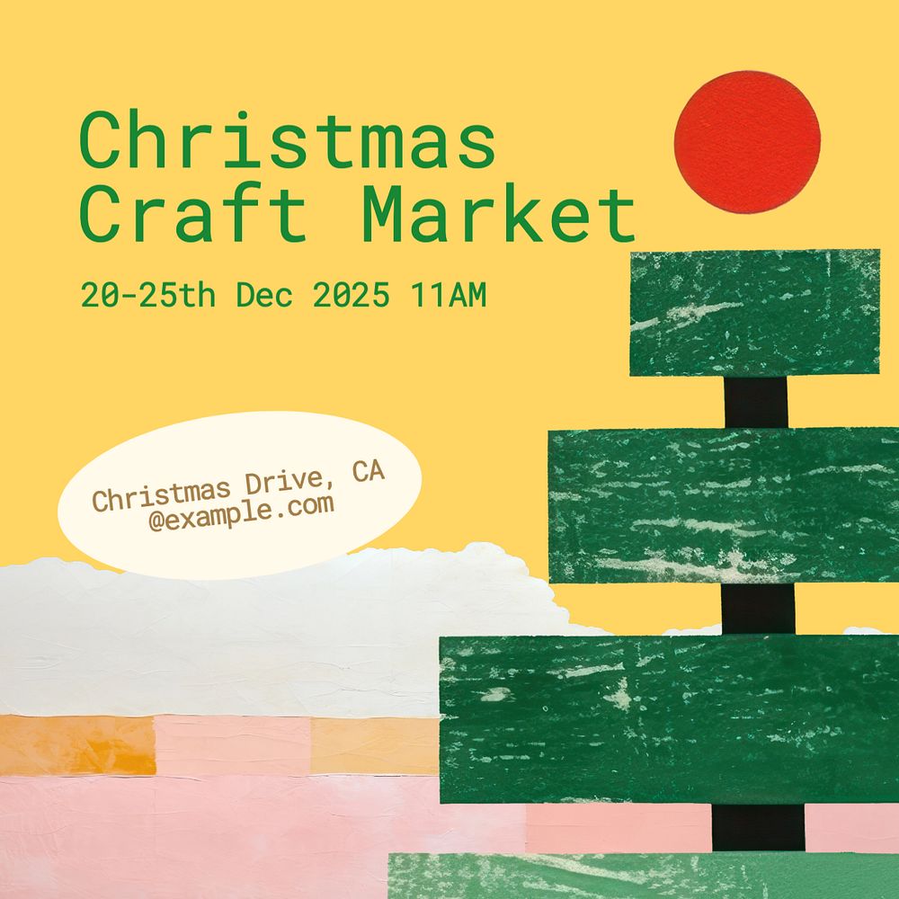 Christmas craft market Instagram post template, editable text