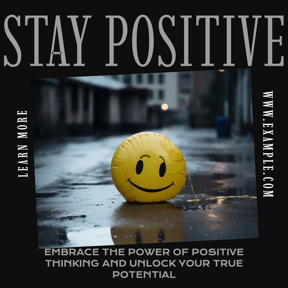 Stay positive Instagram post template, editable text