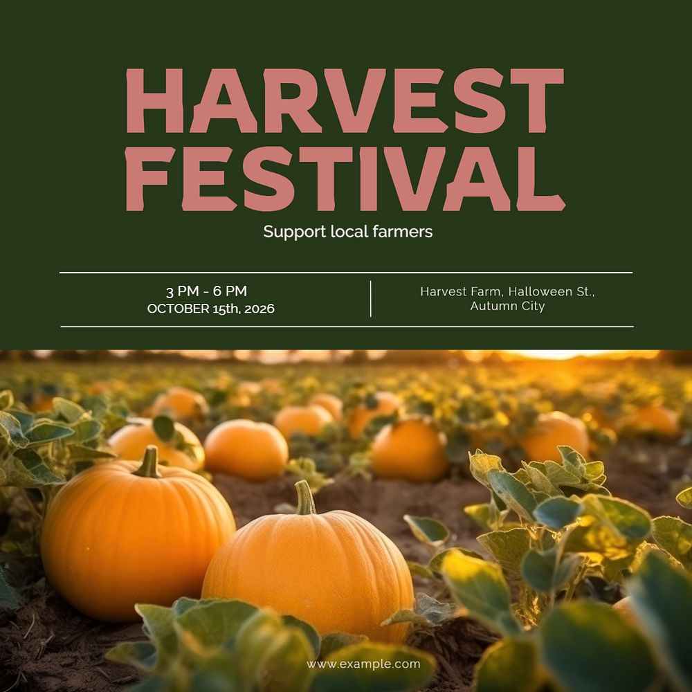 Harvest festival Instagram post template, editable text