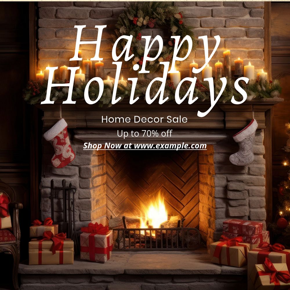 Happy holidays Instagram post template, editable text