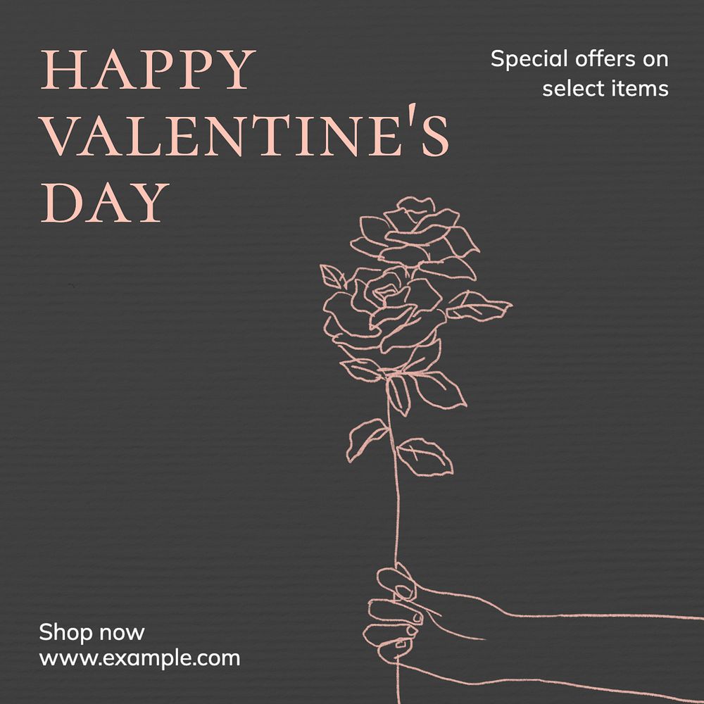 Valentine's day sale Instagram post template, editable text