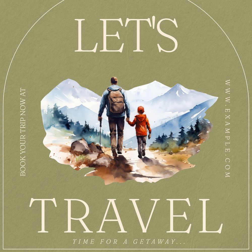 Let's travel Instagram post template, editable text