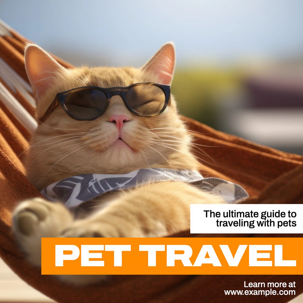 Pet travel Instagram post template, editable text