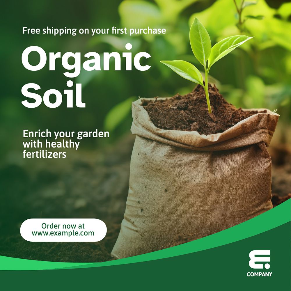 Organic soil Instagram post template, editable text