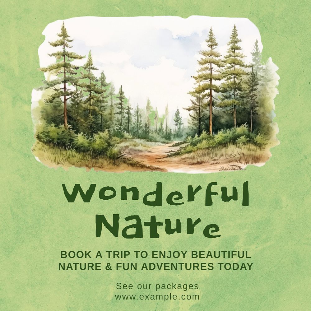 Nature adventure Instagram post template, editable text