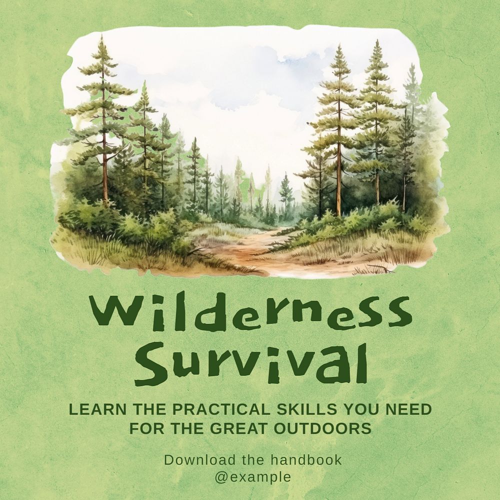 Wilderness survival Instagram post template, editable text