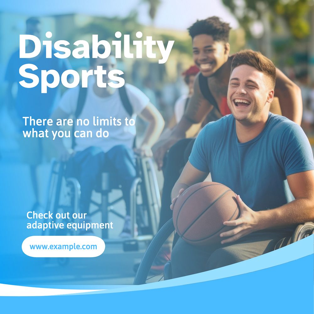 Disability sports Instagram post template, editable text