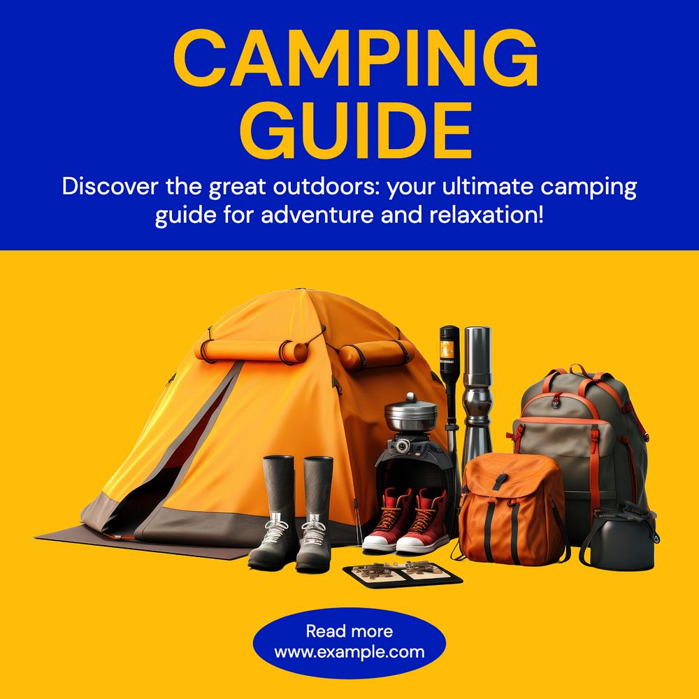 Camping guide Instagram post template, editable text