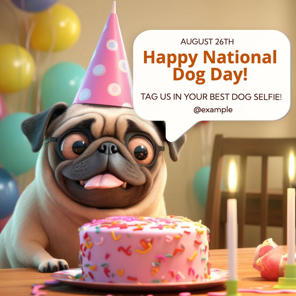 National dog day Instagram post template, editable text