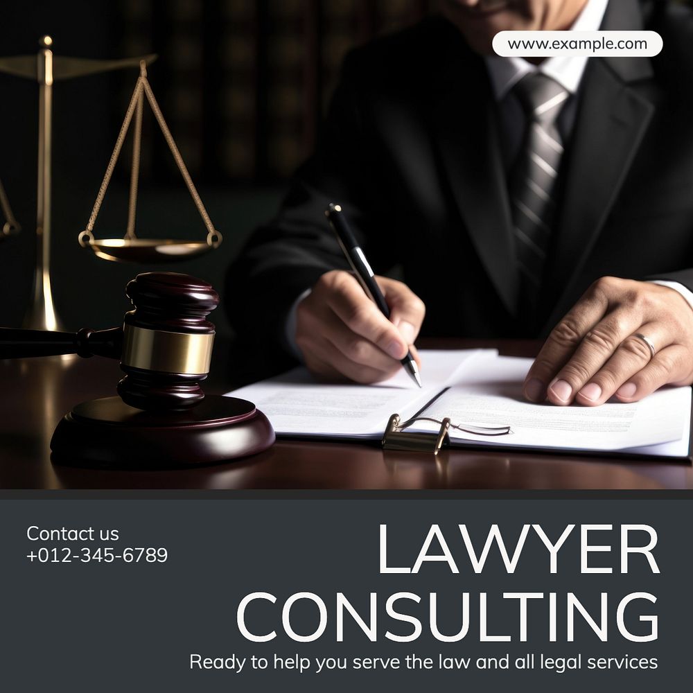 Lawyer consulting Instagram post template, editable text