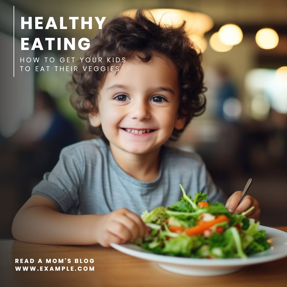 Healthy eating Instagram post template, editable text