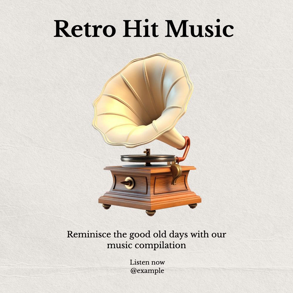 Retro music playlist Instagram post template, editable text