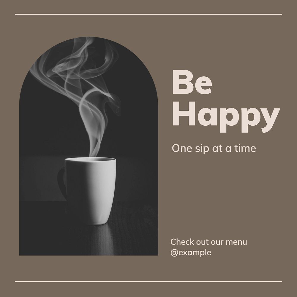 Tea & coffee Instagram post template, editable text