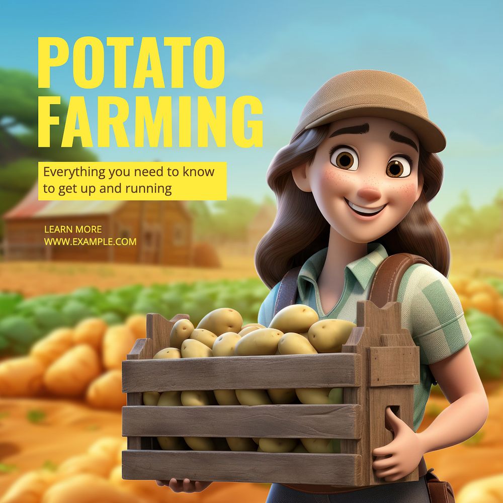 Potato farming Instagram post template, editable text