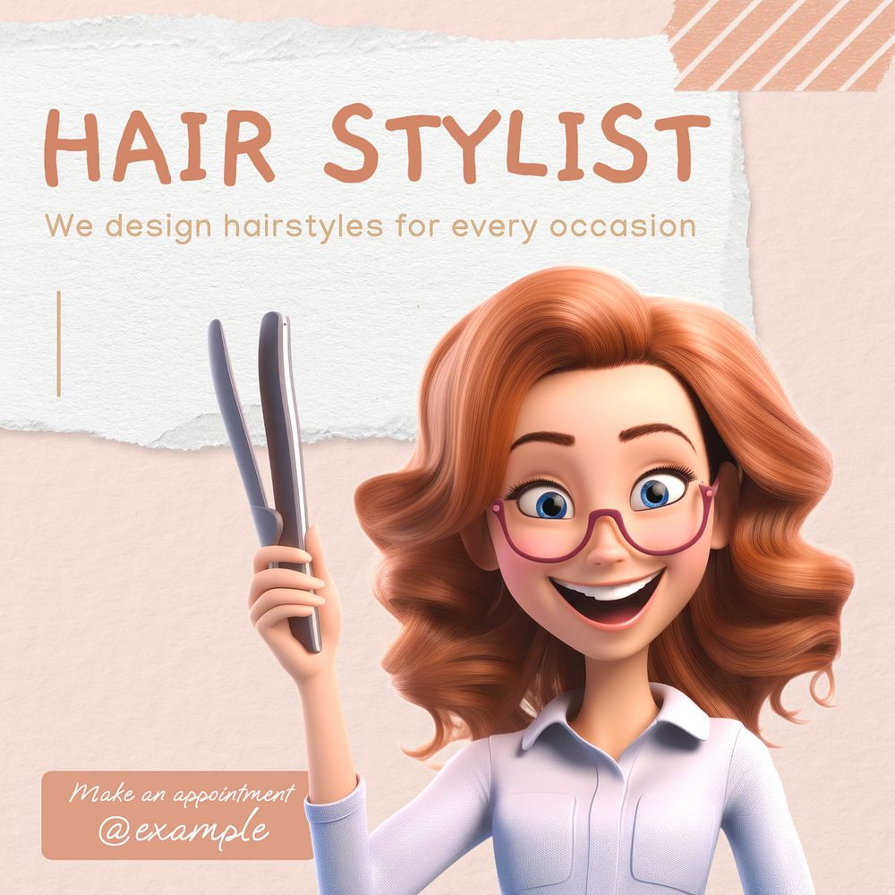 Hair stylist Instagram post template, editable text