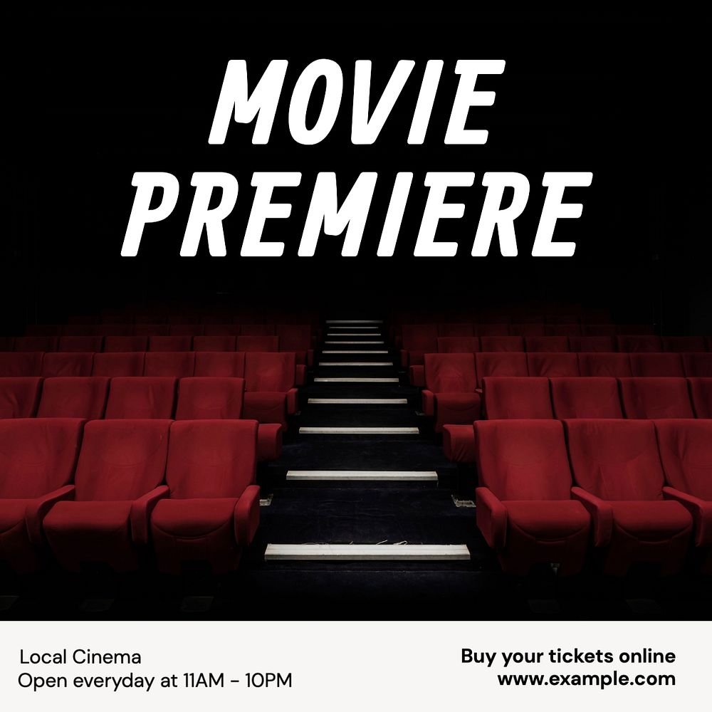 Movie premiere Instagram post template, editable text