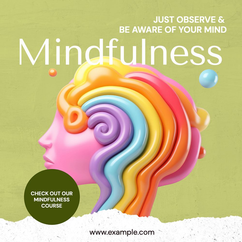 Mindfulness Instagram post template, editable text