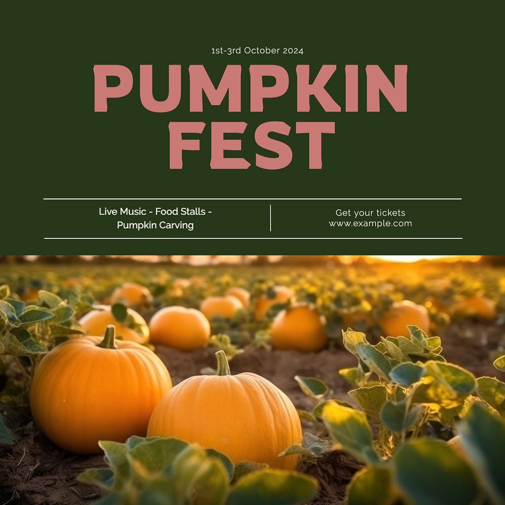 Pumpkin fest Instagram post template, editable text