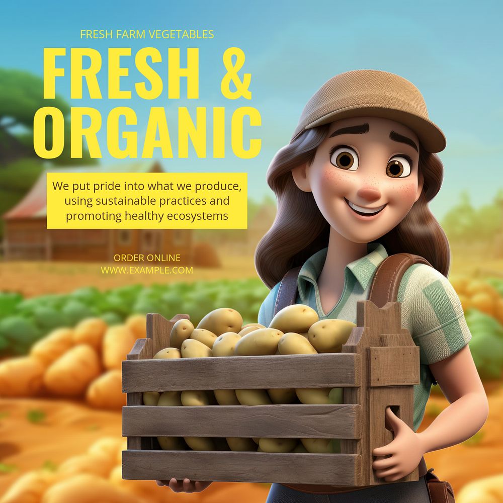 Organic farming Instagram post template, editable text