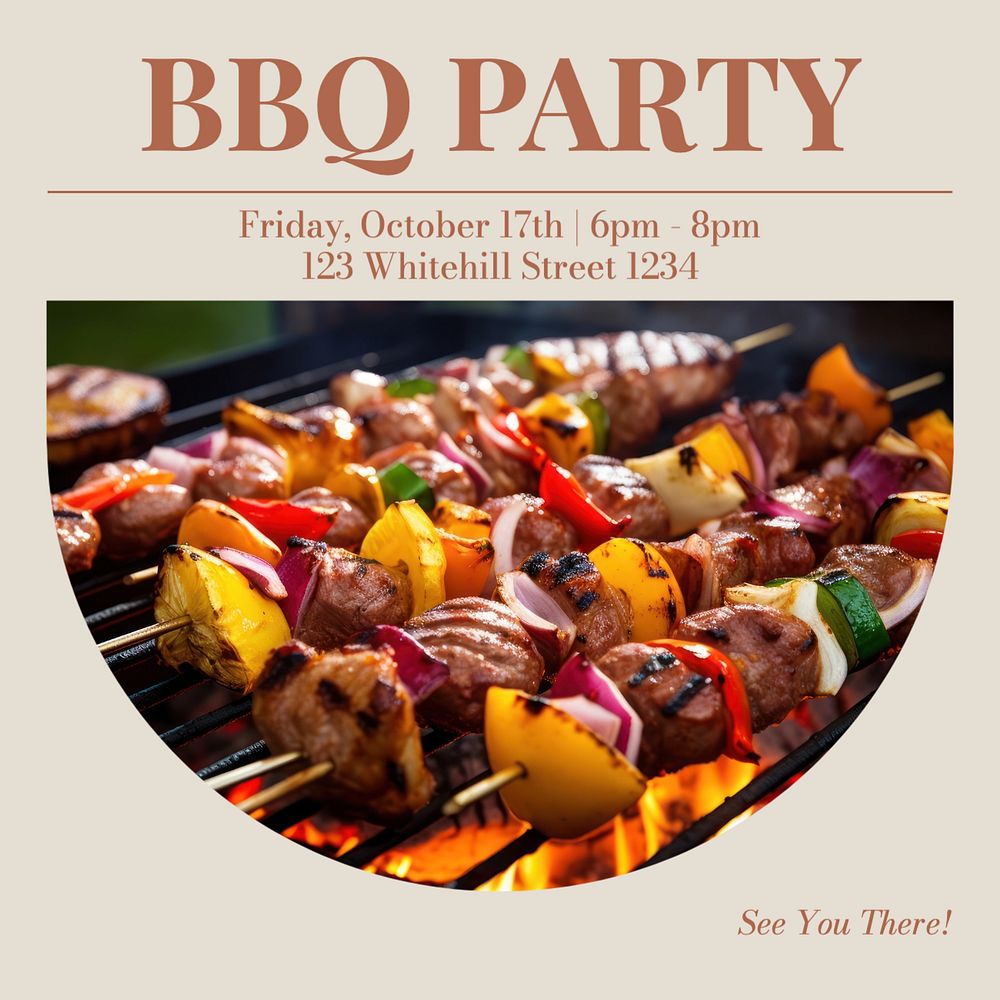 Bbq party Instagram post template, editable text